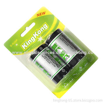 1.5V Carbon Zinc D Size Dry-cell Batteries, R20P with 680/700 Minutes Discharge Time